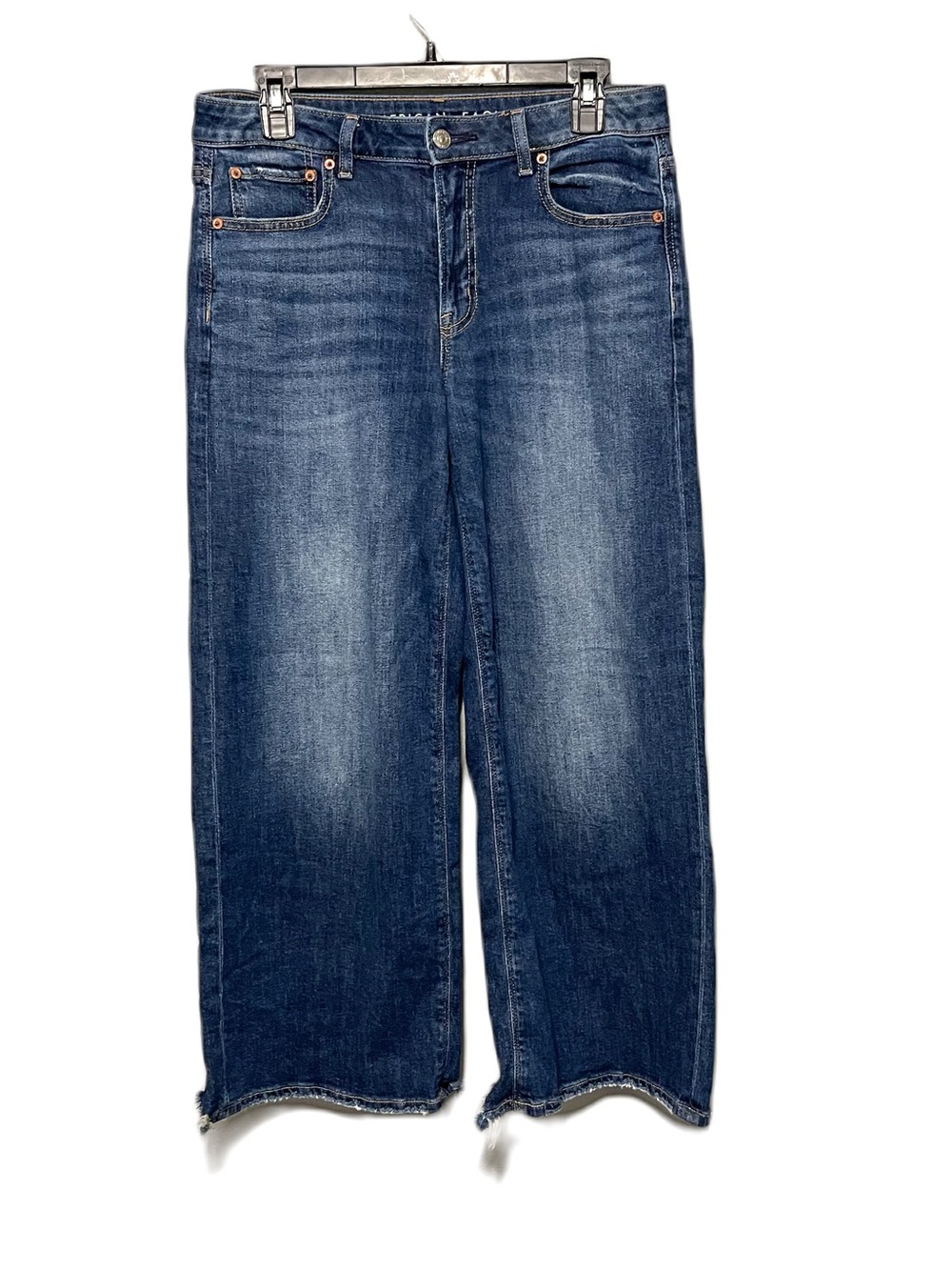 American Eagle Low Rise Baggy Wide Leg Jeans Dark Wash Casual Womens 4 X Short